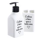 Kit de banheiro em cerâmica com 02 peças com frase cultive o bem Kit de banheiro em cerâmica com 02 peças com frase cultive o bem