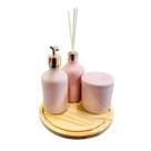 Kit de Banheiro Lavabo Porcelana Luxo Difusor Dispenser Sabonete Liquido Bandeja Decoração Kit de Banheiro Lavabo Porcelana Luxo Difusor Dispenser Sabonete Liquido Bandeja Decoração