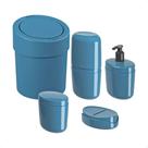 Kit de Banheiro Lixeira, Porta Sabonete, Saboneteira 5 Pçs Flora Ocean Azul - Brinox/Coza 99398/2533 Kit de Banheiro Lixeira, Porta Sabonete, Saboneteira 5 Pçs Flora Ocean Azul - Brinox/Coza 99398/2533