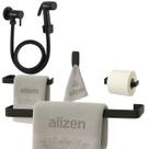 Kit De Banheiro Preto Com Ducha Higiênica - Porta Toalhas