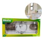 Kit de banheiro saboneteira gancho toalha pendurador acessório cor alumínio não enferruja