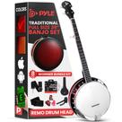 Kit de banjo Pyle com cabeça Remo e ressonador Sapele 39"