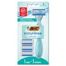Kit de Barbear Feminino BIC EasyRinse - Antientupimento com 4 Lâminas