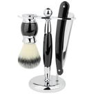 Kit de barbear reto Union Razors SS5 preto com navalha e escova