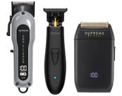 Kit de barbeiro Supreme Trimmer 3 em 1 Pro Clipper Lite preto