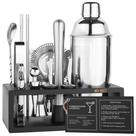Kit de barman Mixology MixMate de 15 peças com suporte prateado