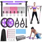 Kit de barras de Pilates Bbtops Resistance Bands Ab Roller Purple