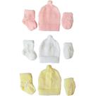 Kit de bebê 9 peças tricô lã (touca, luva, sapato) cordão