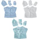Kit de bebê RN conjuntos com 12 peças gorro, luva, meia e casaco fita