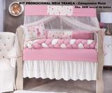 kit de berço americano camponesa rosa modelo de trança com 9 peças na cor rosa