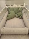 Kit de Berço Tricot cinza claro e verde (urso e nuvem não incluso)