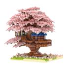 Kit de blocos de construção DIY Sakura Treehouse com luzes LED