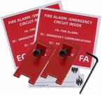 Kit de bloqueio para alarme de incêndio, 2 conjuntos, vermelho, metal, série E