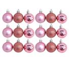 Kit De Bolinhas De Natal Rose 7CM - Bolas Mistas Fosca Lisa Glitter Enfeites Rio Master