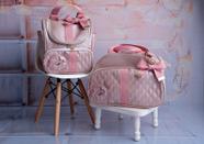 Kit de Bolsa e Mochila Maternidade Coroa Lisa G - Bege