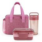 Kit De Bolsa Térmica, Pote De Marmita 2 Andares E Garrafa 430 Ml Concept Rosa