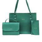 Kit de Bolsas Femininas OEM Material Sintético 25x35x12cm Verde com Bolsa Grande Média e Carteira Kit de Bolsas Femininas OEM Material Sintético 25x35x12cm Verde com Bolsa Grande Média e Carteira