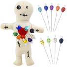 Kit de bonecas Voodoo Waybas, 10 unidades com 9 pinos de caveira para o Halloween Kit de bonecas Voodoo Waybas, 10 unidades com 9 pinos de caveira para o Halloween