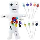 Kit de bonecas Voodoo Waybas Revenge Spells com 9 pinos de caveira brancos