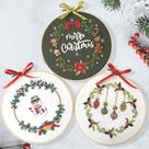 Kit de Bordado Awesocrafts Adornos de Muñeco de Nieve de Navidad, Pack de 3 Kit de Bordado Awesocrafts Adornos de Muñeco de Nieve de Navidad, Pack de 3