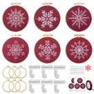 Kit de bordado CMINAUS Christmas Snowflakes Beginners, 6 conjuntos Kit de bordado CMINAUS Christmas Snowflakes Beginners, 6 conjuntos