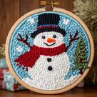 Kit de Bordado con Aguja de Perforación DIY Muñeco de Nieve Navideño 20x20 cm Kit de Bordado con Aguja de Perforación DIY Muñeco de Nieve Navideño 20x20 cm