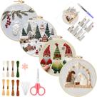 Kit de bordado de Natal de 4 conjuntos para iniciantes com acessórios