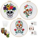Kit de bordado Nuberlic Halloween Skull com argola e agulha x3