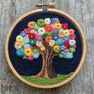 Kit de Bordado Punch Needle DIY Árvore Colorida