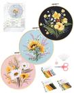 Kit de bordado Santune Flower para iniciantes com argola e fios
