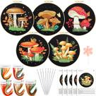 Kit de bordado Yinder Mushroom para iniciantes com 5 conjuntos de padrões