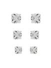 Kit De Brincos de Prata Quadrado Diamante Pedra de Zircônia Kit De Brincos de Prata Quadrado Diamante Pedra de Zircônia