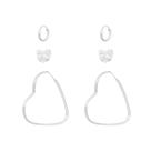 Kit De Brincos Prata 925 Argola E Coração Zircônia