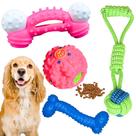 Kit de Brinquedos para Cachorros 4 mordedor Pet Bola interativa osso nylon bola corda Kit de Brinquedos para Cachorros 4 mordedor Pet Bola interativa osso nylon bola corda
