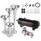 Kit de buzinas de trem VEVOR 4 Trumpet 150dB para caminhonetes 12V Kit de buzinas de trem VEVOR 4 Trumpet 150dB para caminhonetes 12V