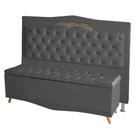 Kit De Cabeceira De Cama Box e Calçadeira Baú Barcelona King 195 cm Retro Capitonê Suede Grafite Do Lar Móveis