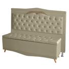 Kit De Cabeceira De Cama Box e Calçadeira Baú Helena Casal 140 cm Retro Capitonê Suede Bege Eli Móveis