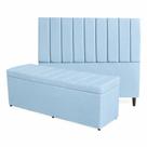 Kit De Cabeceira De Cama Box e Calçadeira Baú Helena Casal 140 cm Retro Capitonê Suede Várias Cores