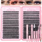 Kit de cachos de cílios OLLAVO 640 unidades de 9-16 mm D Curl Fluffy Wispy