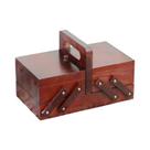 Kit De Caixa De Costura De Madeira Expansível Com Alça Para Armazenamento De Bordados E Roupas DIY