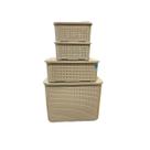 Kit de Caixa Organizadora PMG 2 de 3L, 10L e 26L Rattan Empilhavel com Tampa Rosa Azul Branco