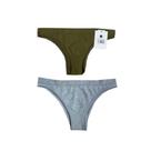 Kit de Calcinhas K1 Clássica Verde Militar e Cinza Mescla Basic+ Sem Costura