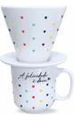 Kit De Caneca Com Coador Porcelana Corações Xícara De Café