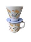 Kit de Caneca com Coador Porcelana Decorada - Xícara de Café