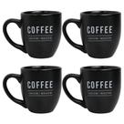 Kit De Canecas De Porcelana Preto Manhattan 300ml - 4 Unidades