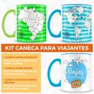 Kit de Canecas Personalizadas para Quem Ama Viajar - 3 Canecas de Porcelana