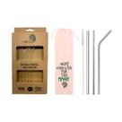 Kit de Canudos Reutilizáveis 5 em 1 Inox shake 8mm Prata com Canudos de Vidro 6mm retos e curvos