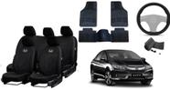 Kit de Capa de Couro City 16-19 + Tapete + Capa de Volante para Carros Sofisticados