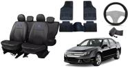 Kit de Capa de Couro Fuzion 04-12 + Tapete + Capa de Volante para Conforto