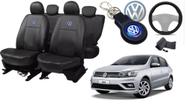 Kit de Capas de Couro para Gol 2020 - Couro Impermeável + Chaveiro + Capa de Volante